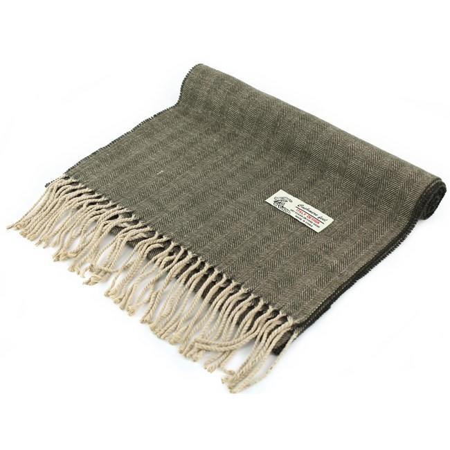 Herringbone Cashmere Feel Scarf 12-pack Light Brown CM04-3