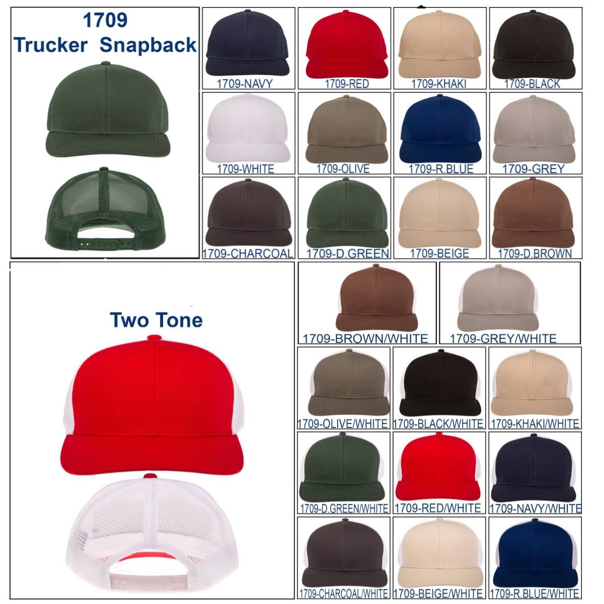 Newhattan 6 Panel Trucker Hat Cap 1709