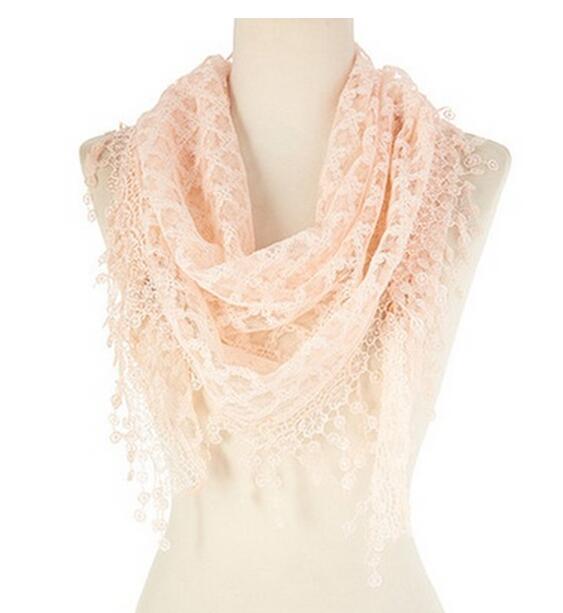Fashion Lace Tassel Sheer Triangle Lightweight Scarf