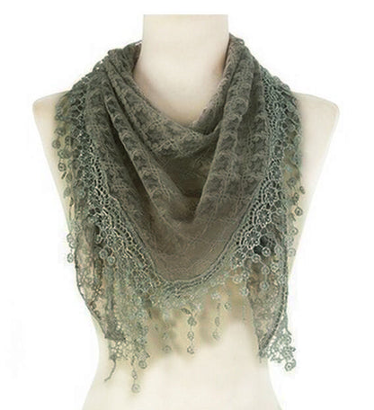 Fashion Lace Tassel Sheer Triangle Lightweight Scarf