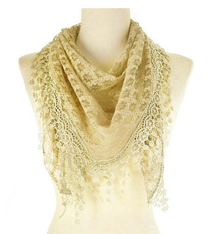 Fashion Lace Tassel Sheer Triangle Lightweight Scarf