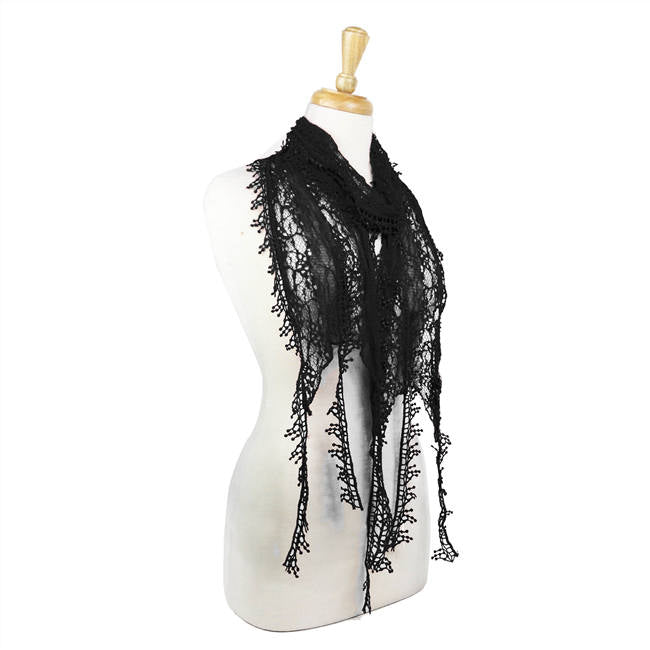 Fashion Lace Tassel Sheer Oblong Lightweight Scarf YH24