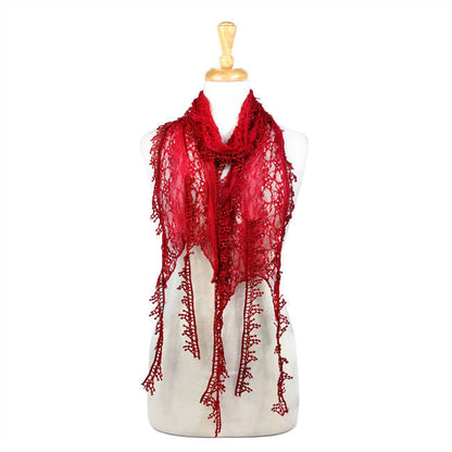 Fashion Lace Tassel Sheer Oblong Lightweight Scarf YH24