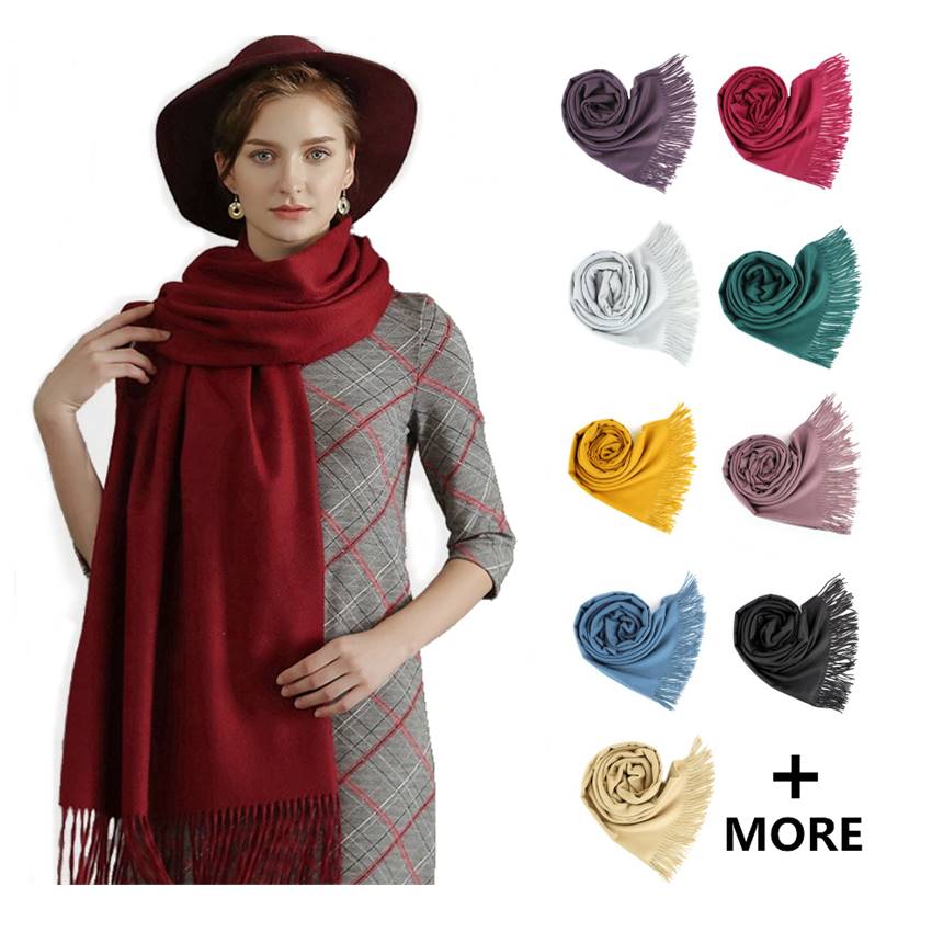 Large Cashmere Feel Scarf Shawls Solid Colors #002