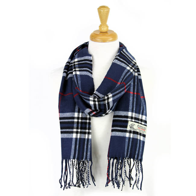 Plaid Cashmere Feel Scarf -Navy Blue CM07-10