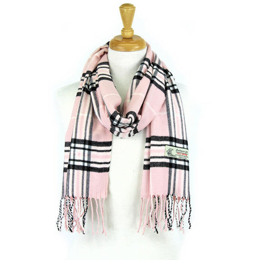 Plaid Cashmere Feel Scarf -Pink CM07-13