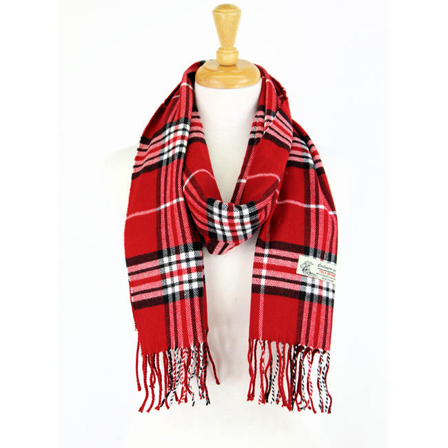 Plaid Cashmere Feel Scarf -Red CM07-1