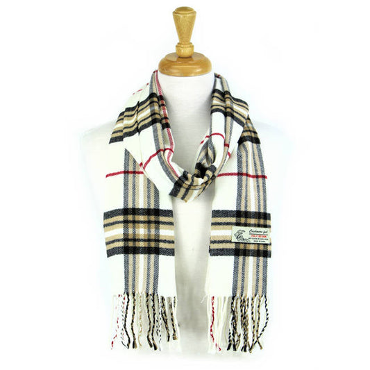 Plaid Cashmere Feel Scarf -Off White CM07-6