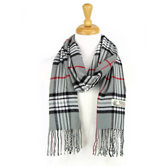 Plaid Cashmere Feel Scarf -Grey CM07-9