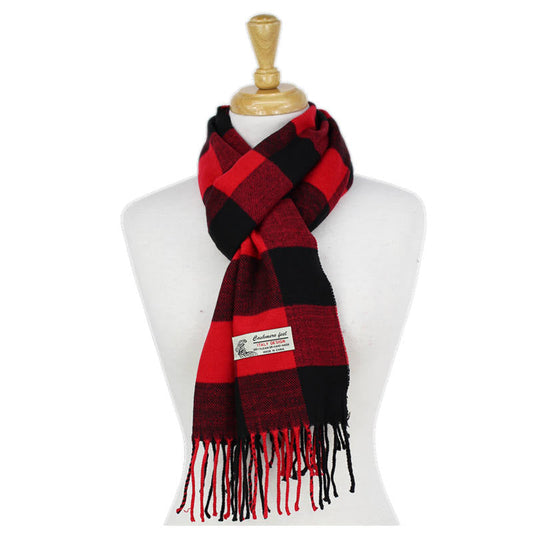 Checkers Cashmere Feel Scarf -Black/red CM12-5