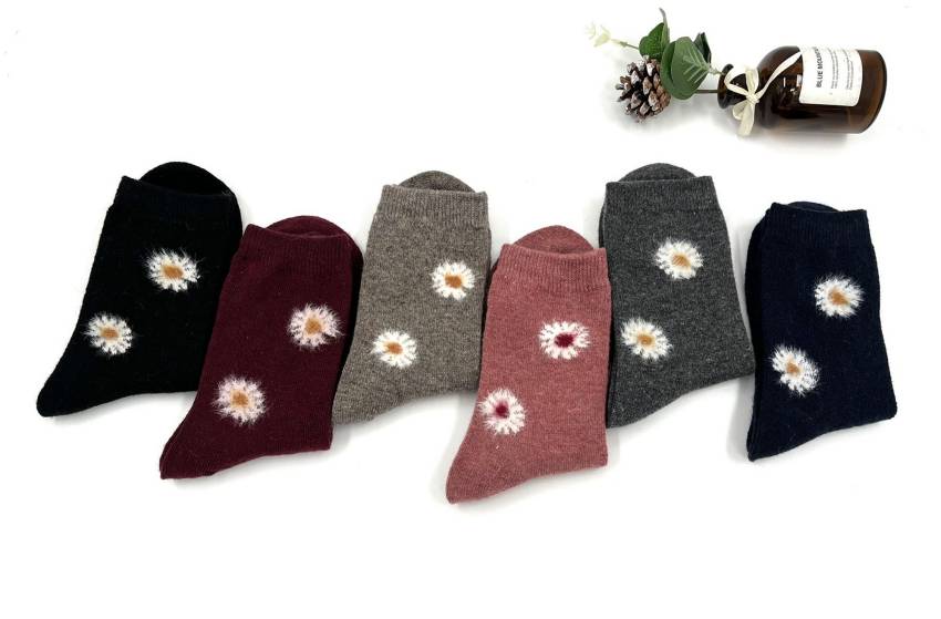 6 Pairs Women's Socks Size 6-9 Wool Blend Warm Winter Crew Women Socks #3068