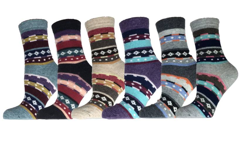 6 Pairs Women's Socks Size 6-9 Wool Blend Warm Winter Crew Women Socks #3328