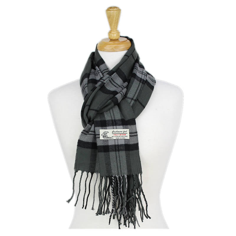 Plaid Cashmere Feel Scarf -Grey CM38-1