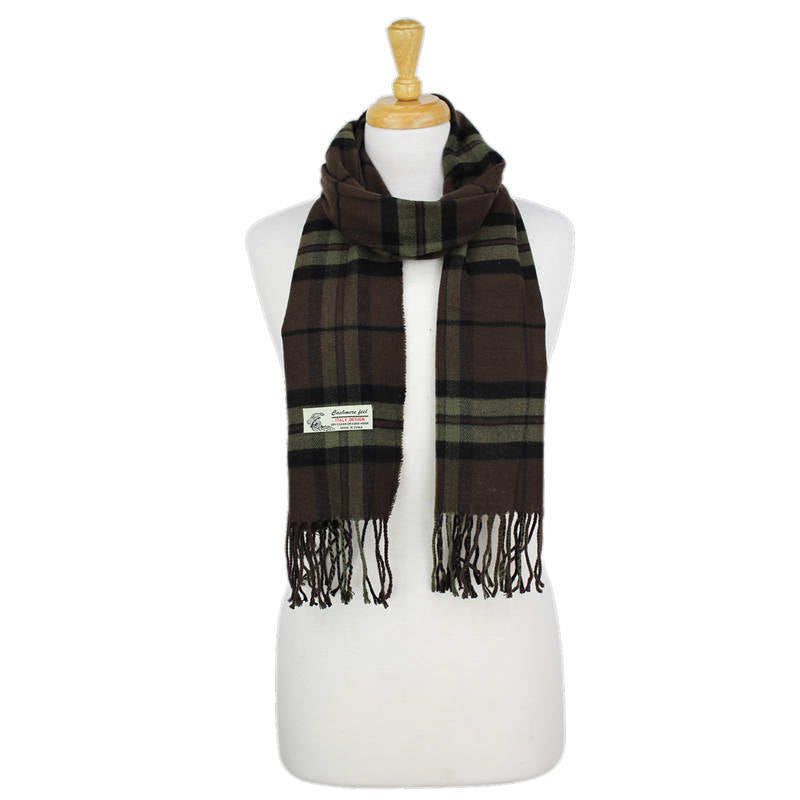 Plaid Cashmere Feel Scarf -Brown CM38-3