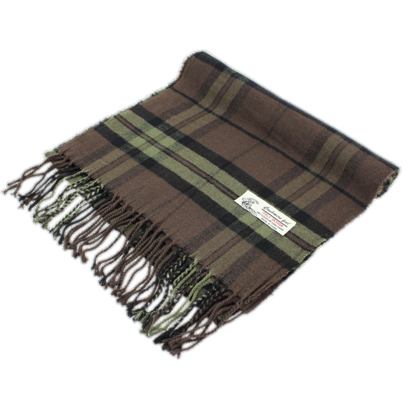 Plaid Cashmere Feel Scarf -Brown CM38-3