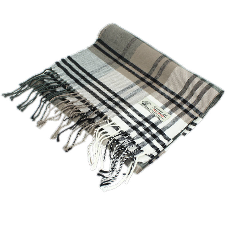 Plaid Cashmere Feel Scarf -Multi Grey/taupe/white CM39-4