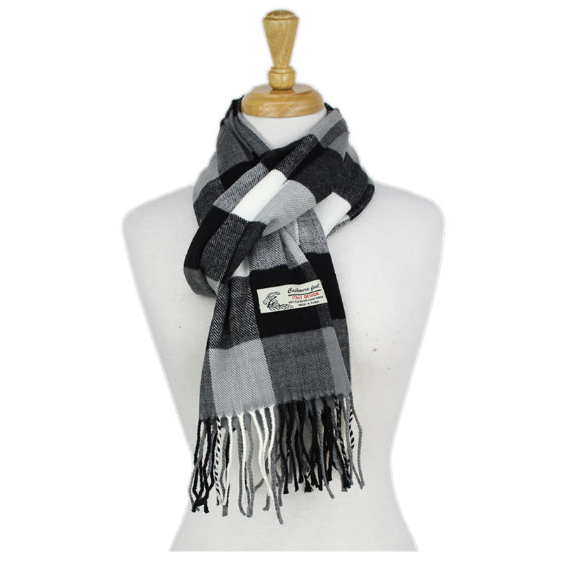 Checkers Cashmere Feel Scarf -Grey/black/white CM40-1