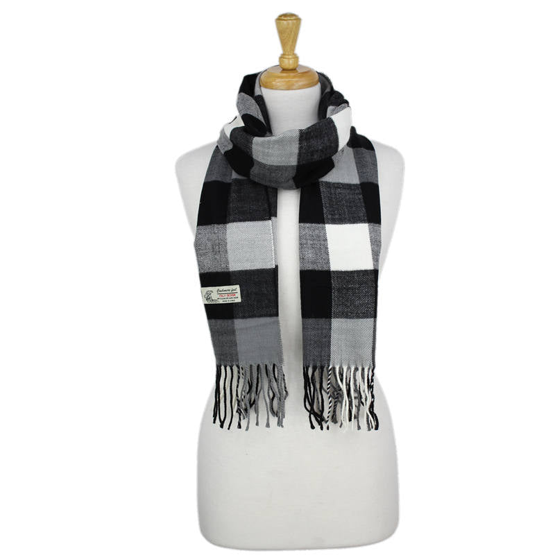 Checkers Cashmere Feel Scarf -Grey/black/white CM40-1