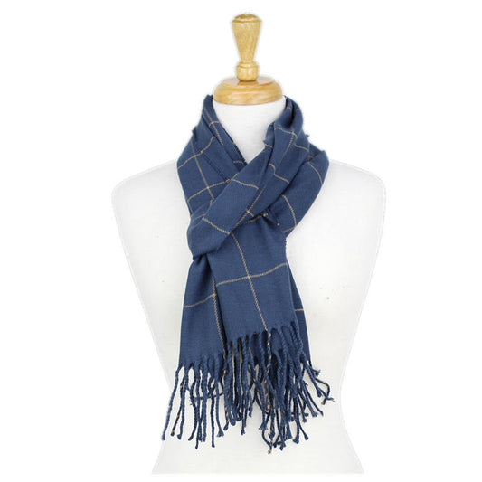 Checkers Cashmere Feel Scarf -dark Blue CM41