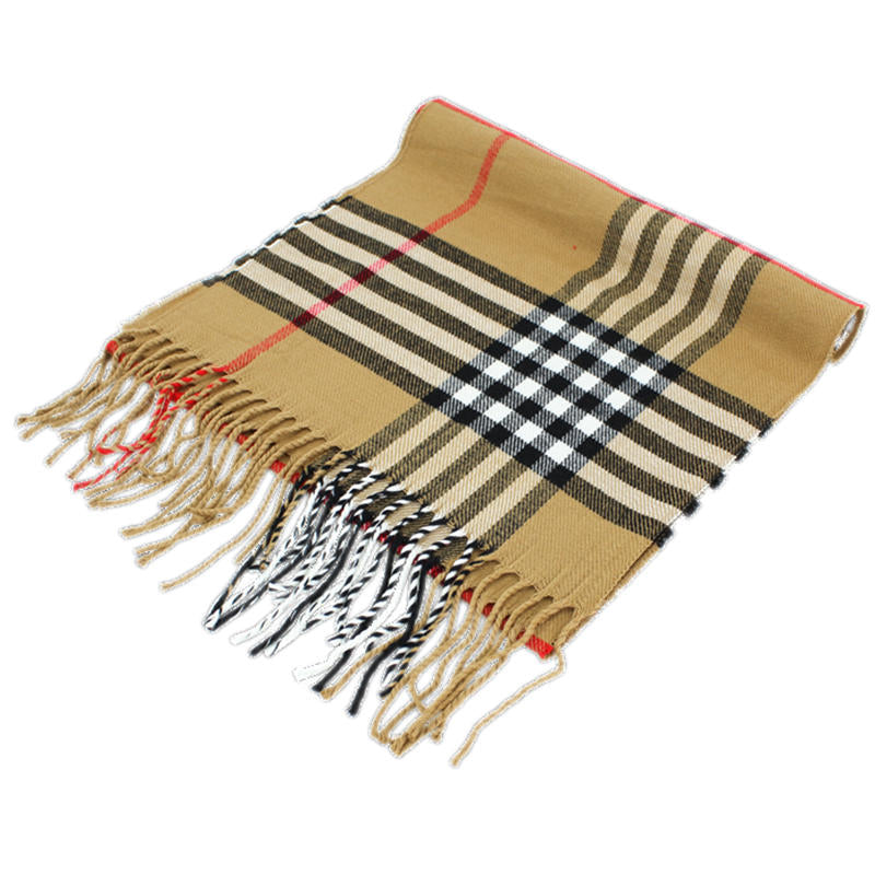 Plaid Cashmere Feel Scarf -Camel CM42-1