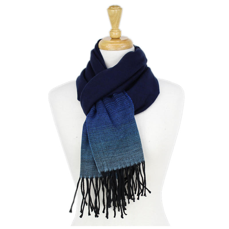 Gradual Color Cashmere Feel Scarf -Navy CM44-4