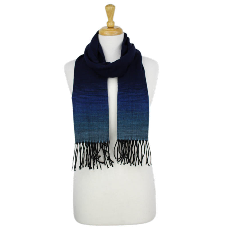 Gradual Color Cashmere Feel Scarf -Navy CM44-4