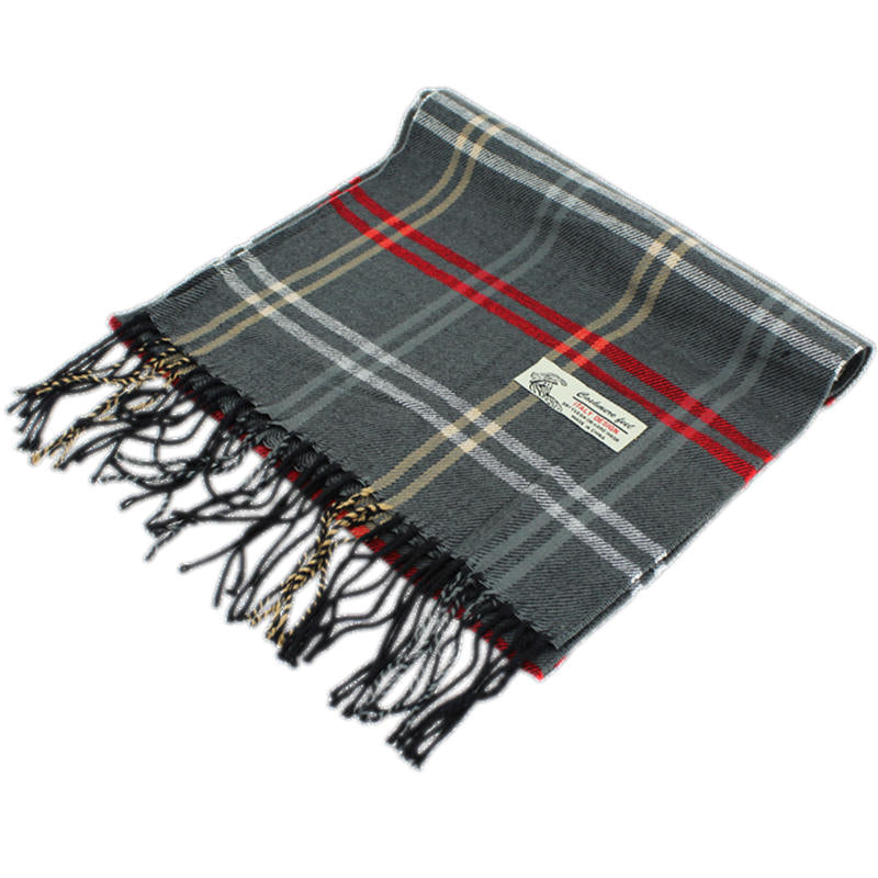 Plaid Cashmere Feel Scarf -Grey CM45