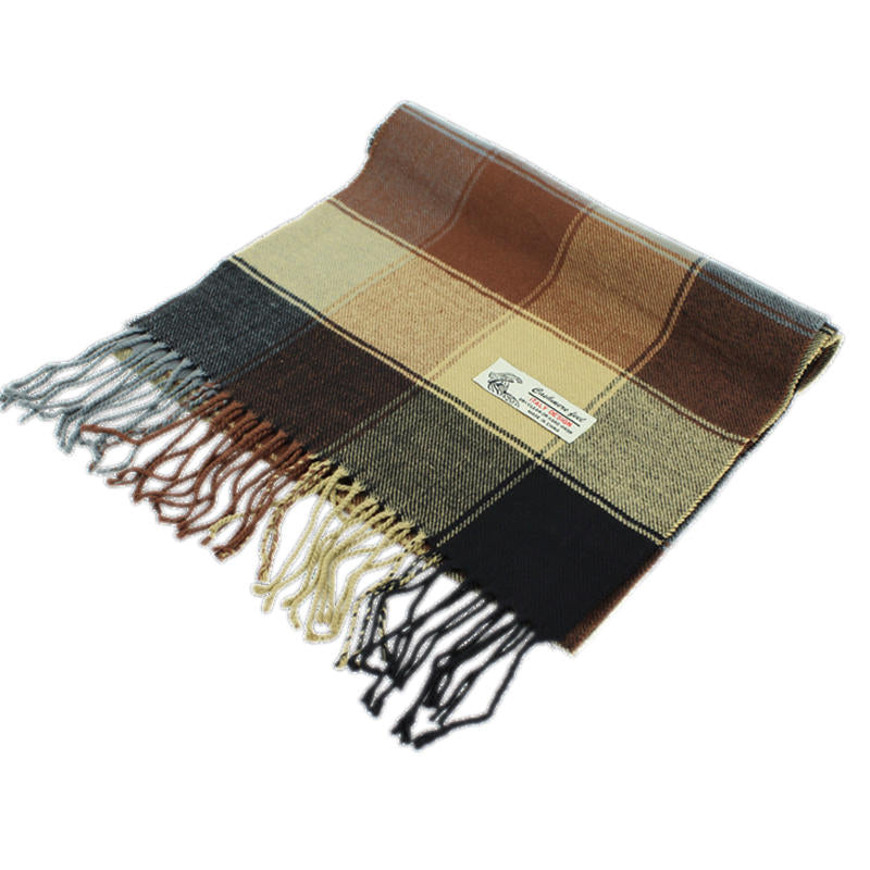 Checkers Cashmere Feel Scarf -Gry/brn/cam/blk CM47-1