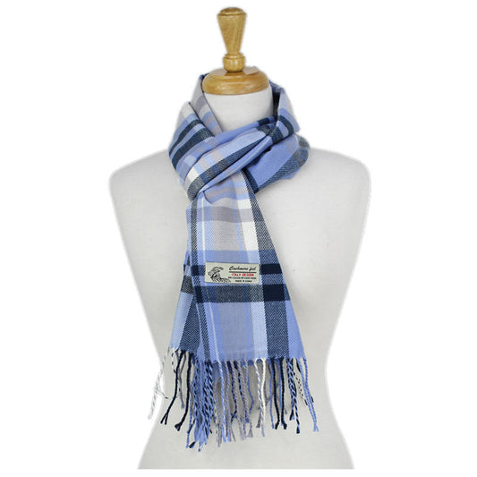 Plaid Cashmere Feel Scarf -Light Blue CM48