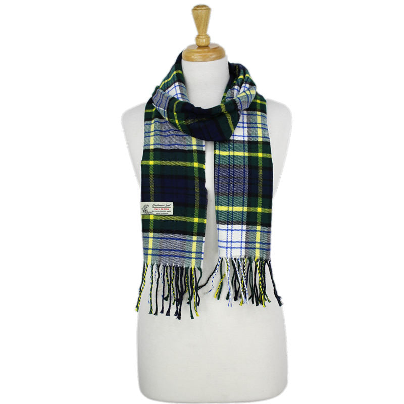 Plaid Cashmere Feel Scarf -Navy/grn/wht CM50