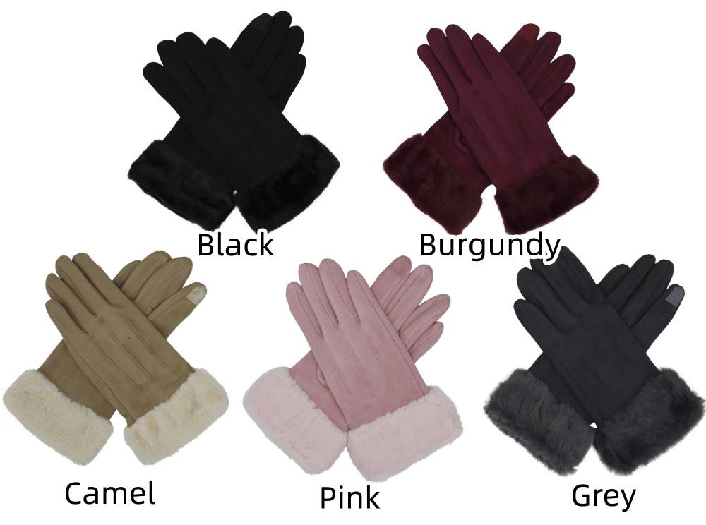 3pairs Women's Winter Warm Texting Touch Screen Winter Suede Gloves