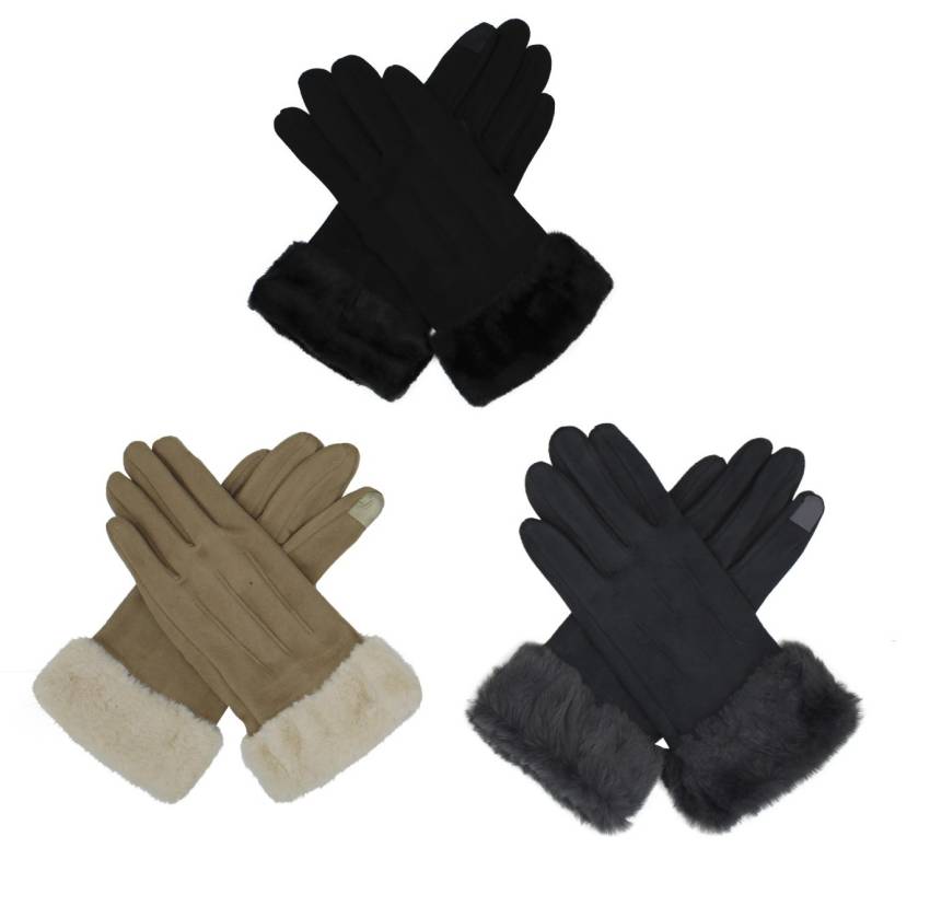 3pairs Women's Winter Warm Texting Touch Screen Winter Suede Gloves