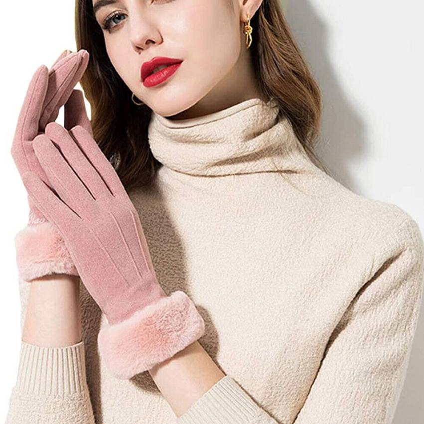 3pairs Women's Winter Warm Texting Touch Screen Winter Suede Gloves