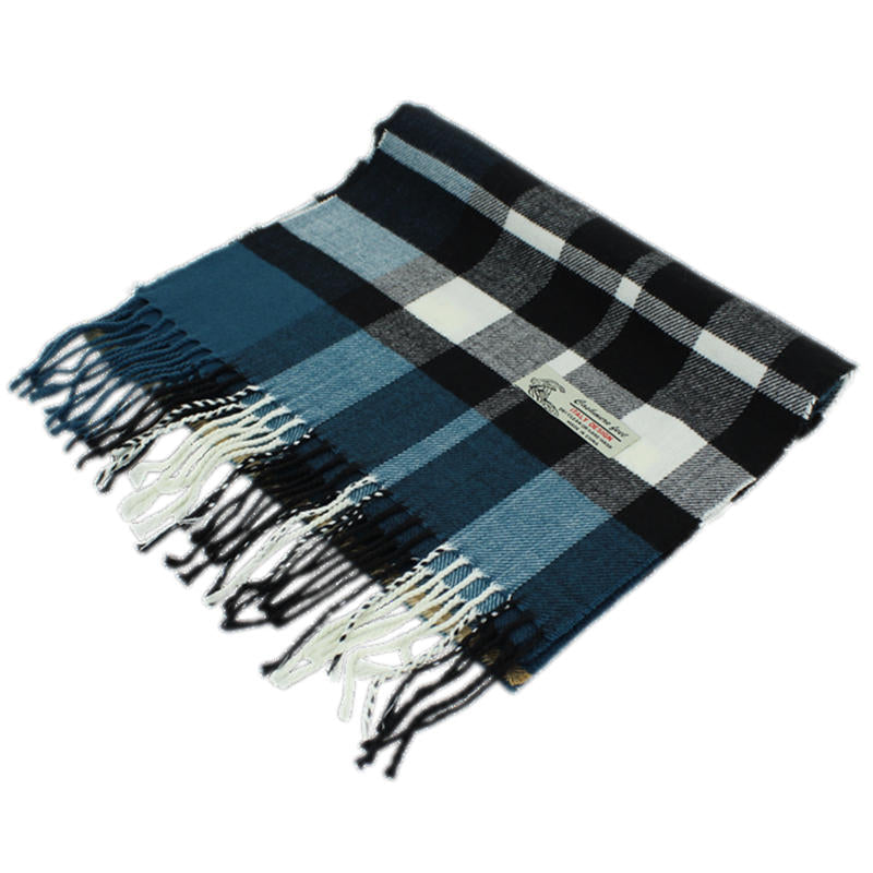 Plaid Cashmere Feel Scarf -Navy/L.blue CM52-1