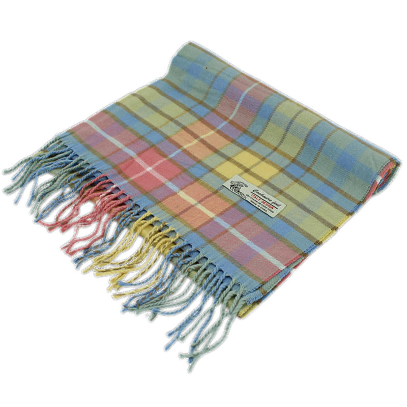 Plaid Cashmere Feel Scarf -Blue/yellow/berry CM53-1