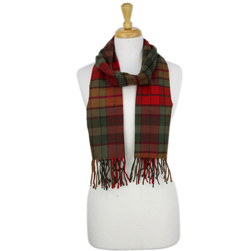 Checkers Cashmere Feel Scarf -Olive/brn/red CM54-1