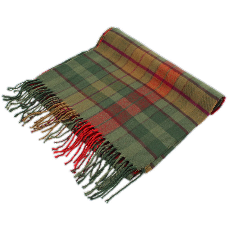 Checkers Cashmere Feel Scarf -Olive/brn/red CM54-1