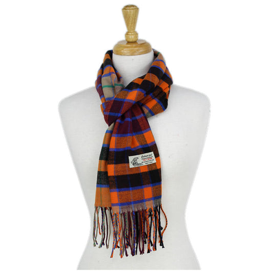 Checkers Cashmere Feel Scarf -Orange/purple/blk CM54-2