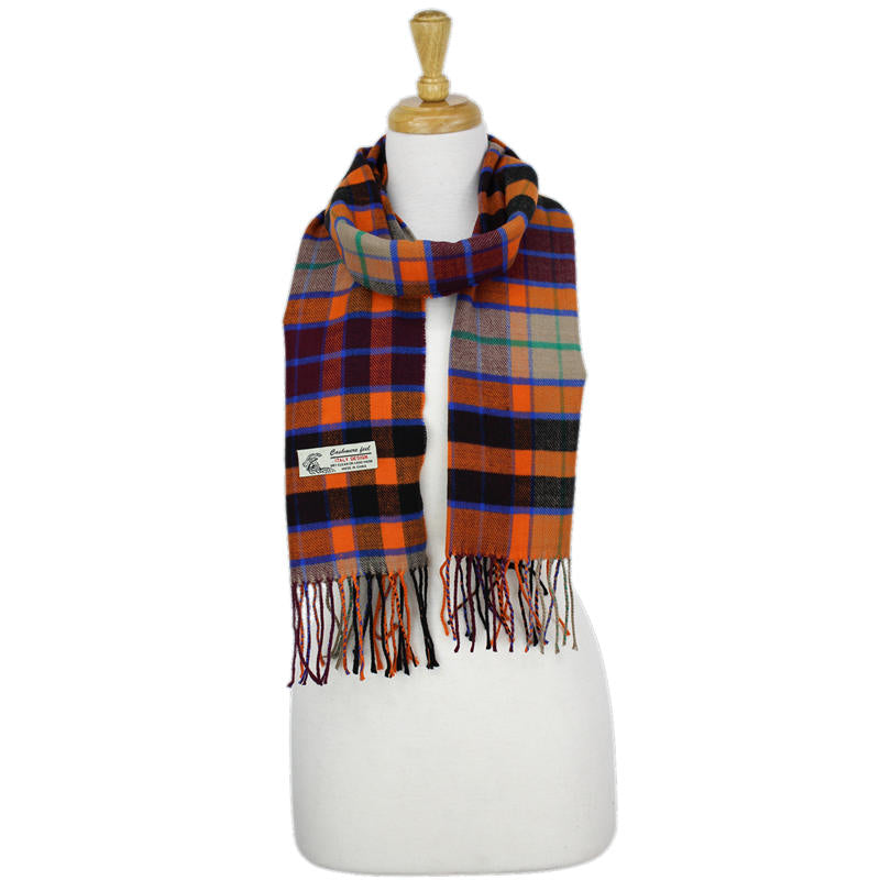 Checkers Cashmere Feel Scarf -Orange/purple/blk CM54-2