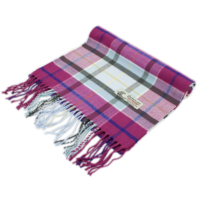 Plaid Cashmere Feel Scarf -Burgundy/L.blue CM55