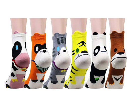 6 pairs Women's Cute Art Cartoon Colorful Casual Crew Catton Socks #76158