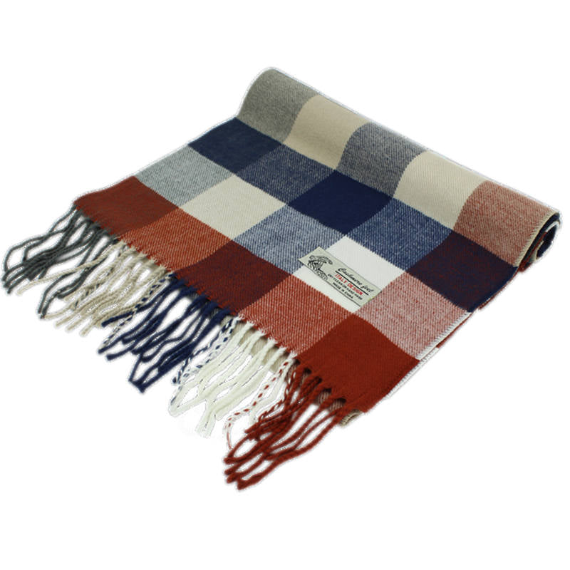 Checkers Cashmere Feel Scarf -Rust/navy/olive/beige CM62