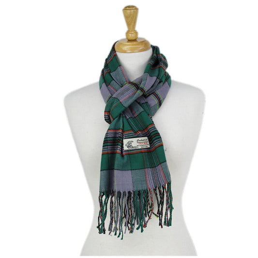 Plaid Cashmere Feel Scarf -Green/grey CM64