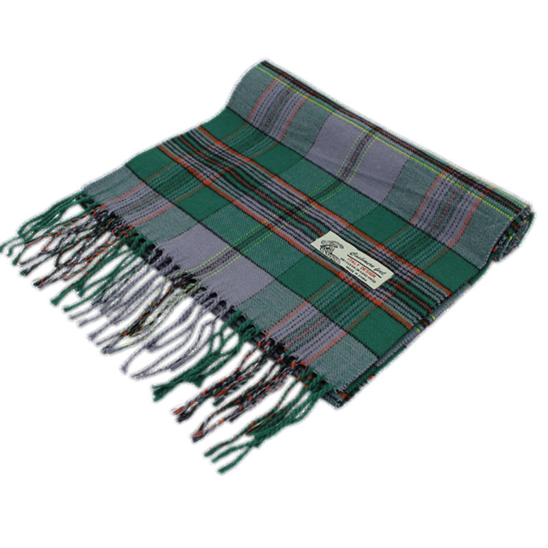 Plaid Cashmere Feel Scarf -Green/grey CM64