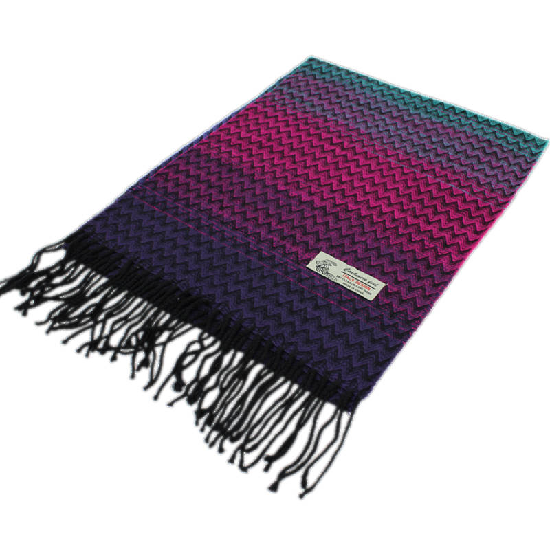 Shevron Cashmere Feel Scarf -Multi Navy/pink/green CM65-1