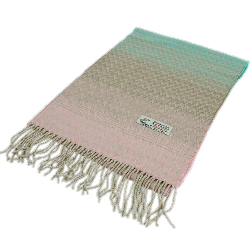 Shevron Cashmere Feel Scarf -Multi Pink/beige/mint CM65-2