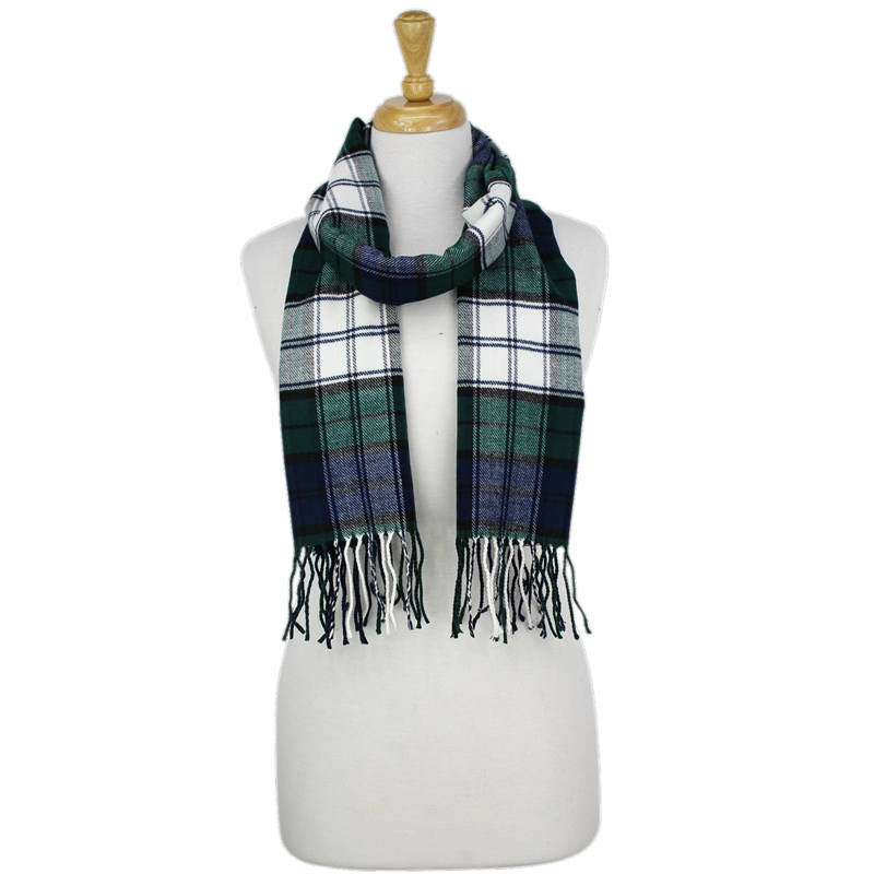 Plaid Cashmere Feel Scarf -Navy/green CM66