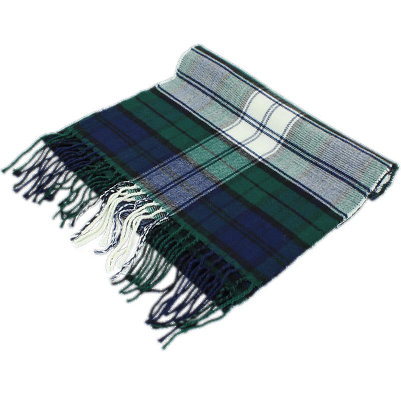 Plaid Cashmere Feel Scarf -Navy/green CM66