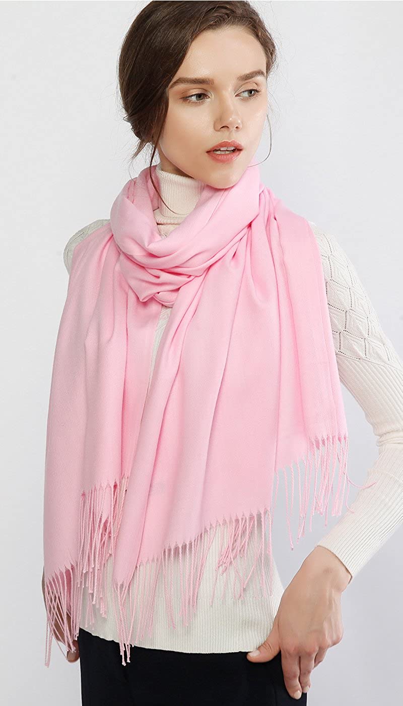 1pc Peach Pink Wool Women's Winter Scarf Silky Soft Pashmina Feel Shawls  And Wraps For Wedding And Gift Evening Dresses Travel Office Large Pure  Color Tassel Scarves