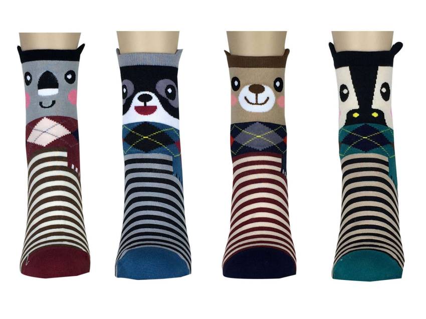 4 pairs Women's Cute Art Cartoon Colorful Casual Crew Catton Socks #76106A